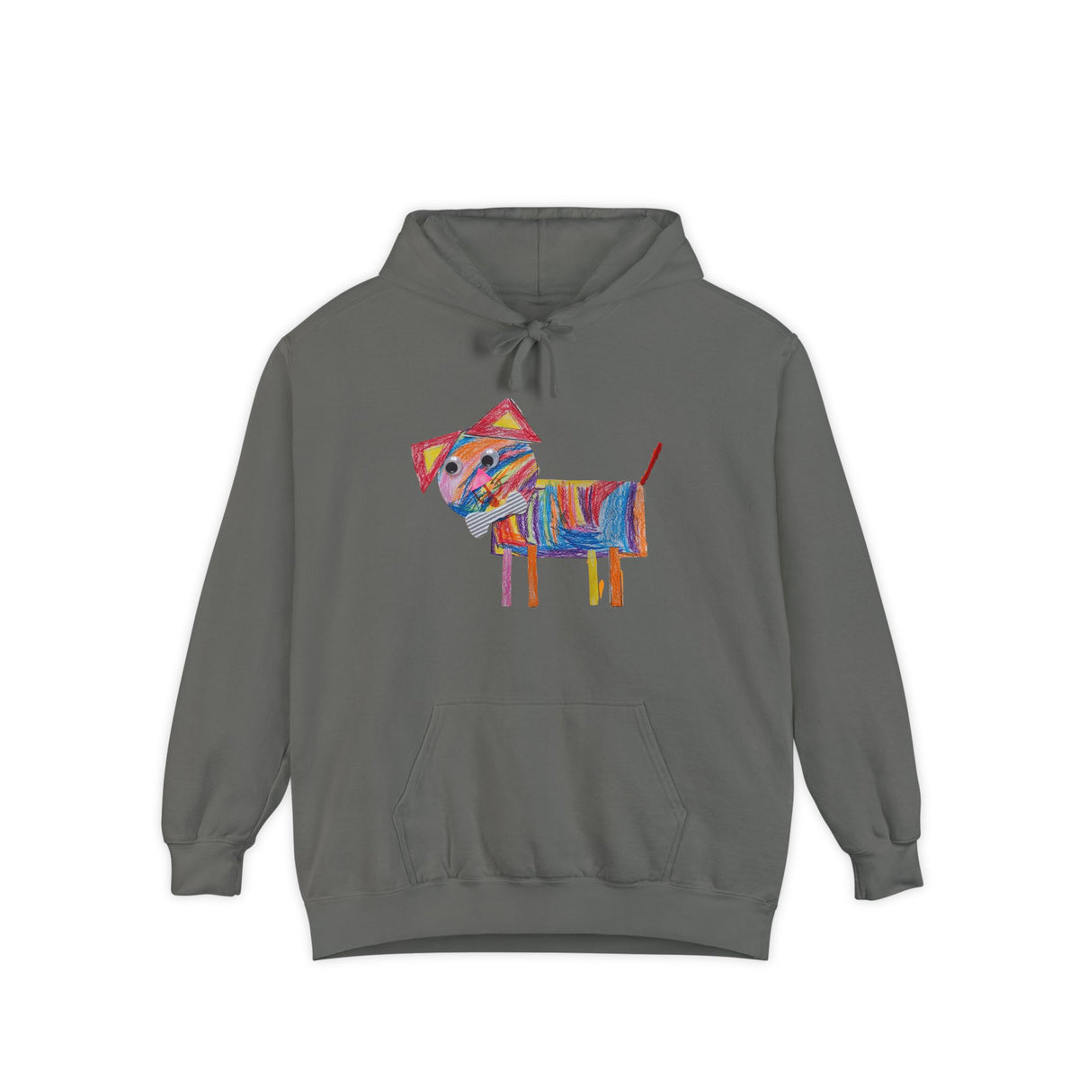 Custom hoodie with a kid's drawing, front view
