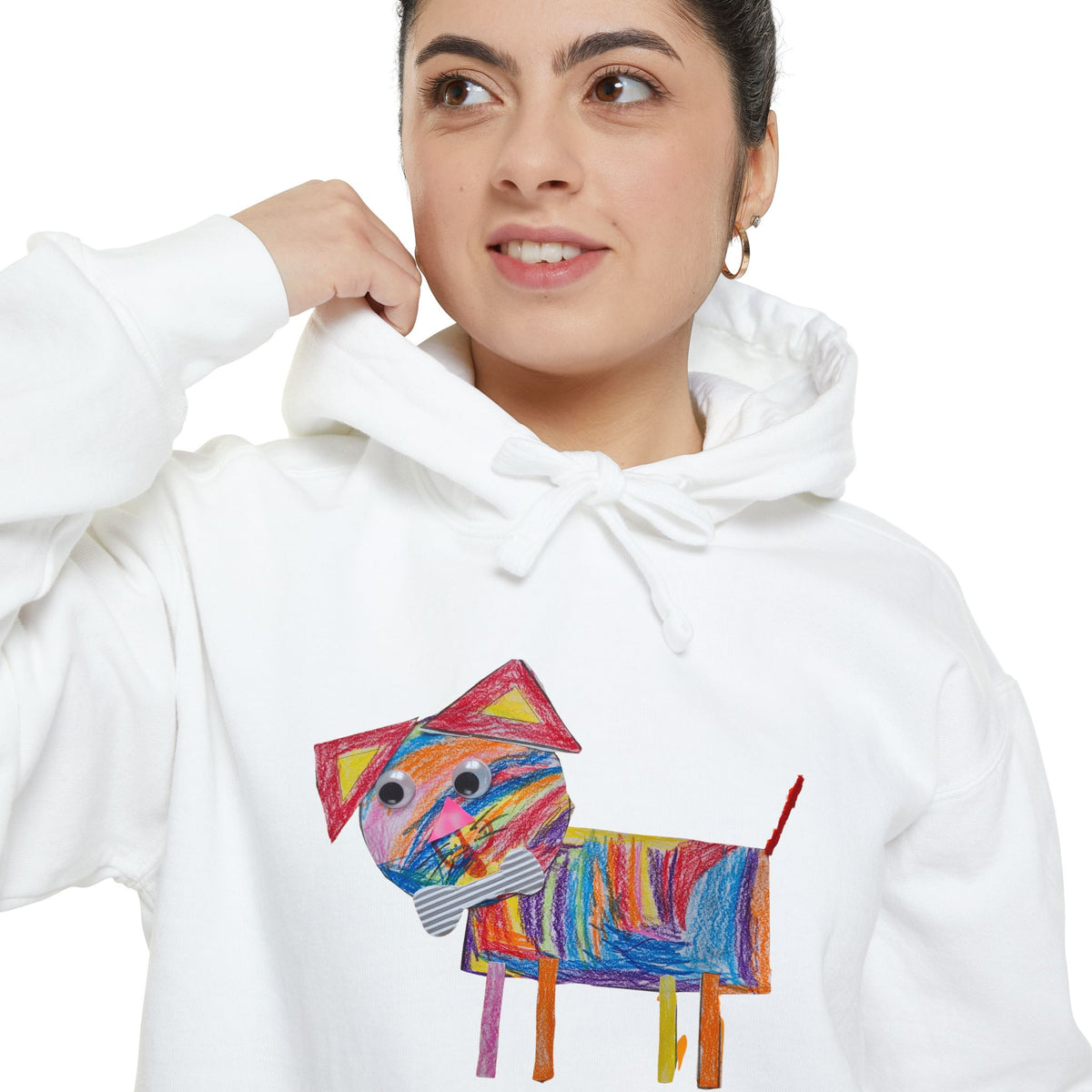 Personalized hoodie with a kid's drawing in White